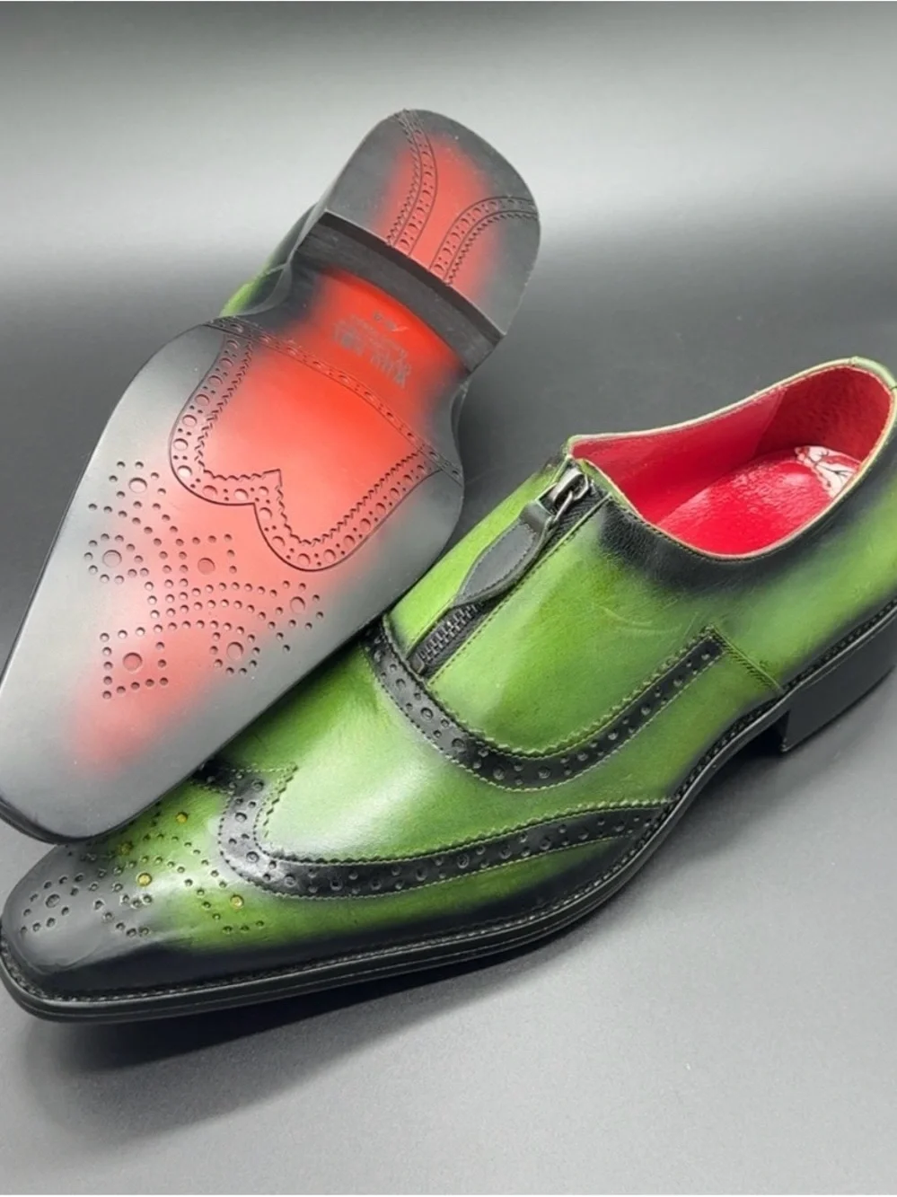 Why Not by Larritus Green two tone Leather Shoe, Oxford Lace up Dress Shoe